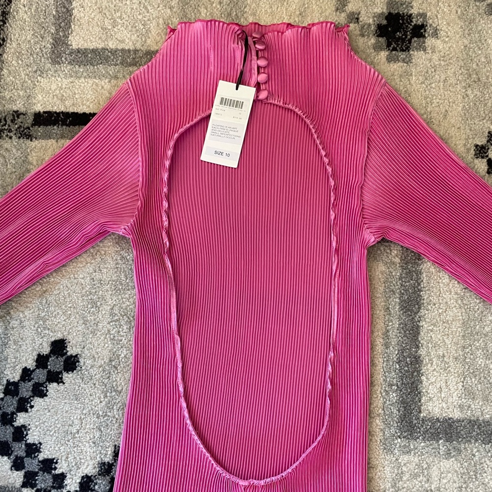 Lidee soirée backless high neck long sleeve dress hot pink - Picture 3 of 4
